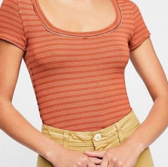 Free People Polk Tee Copper Orange S - Picture 10 of 10